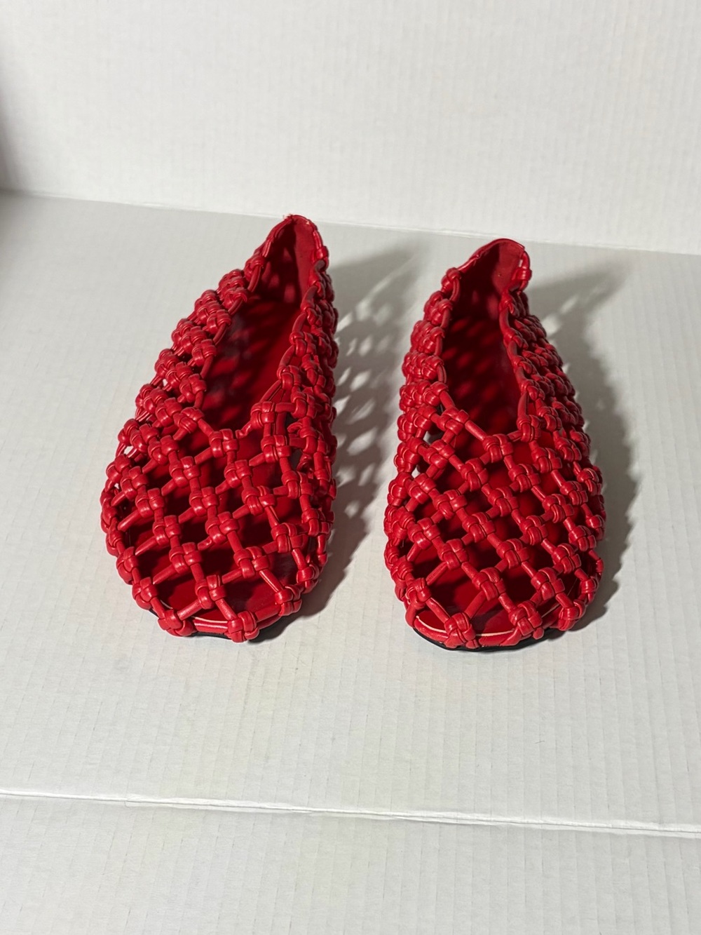 Red Woven Leather Flats - Picture 5 of 9